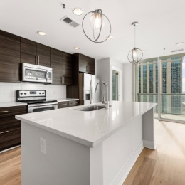 Well-lit kitchen with ample counter space