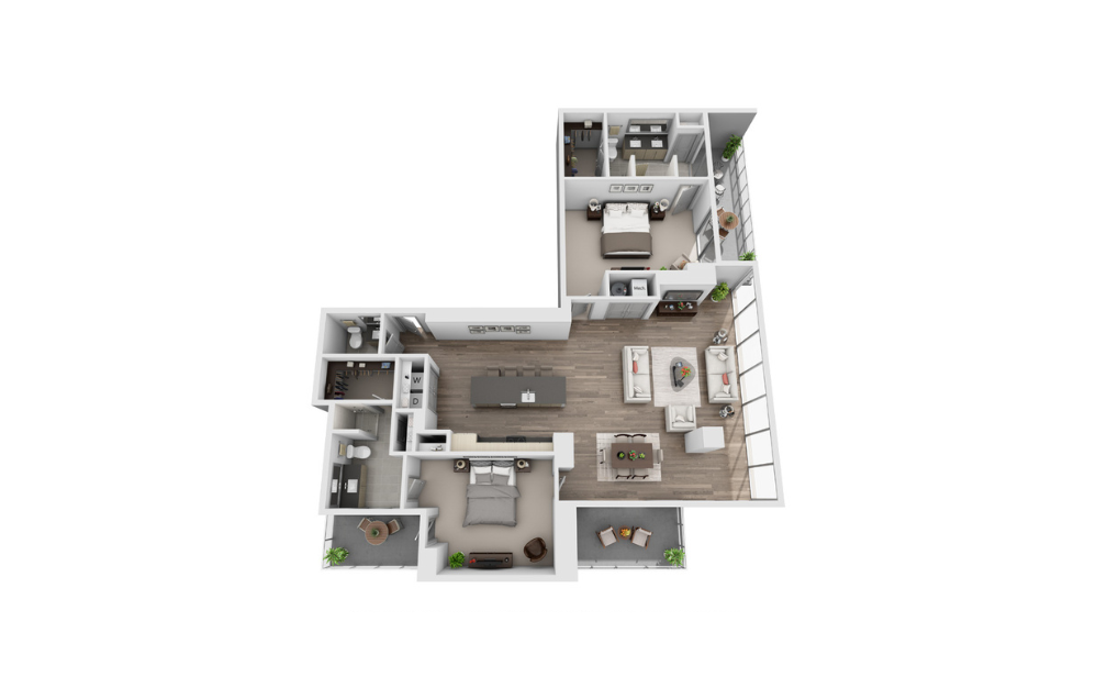 Penthouse - 2 bedroom floorplan layout with 2 bathrooms and 1806 square feet