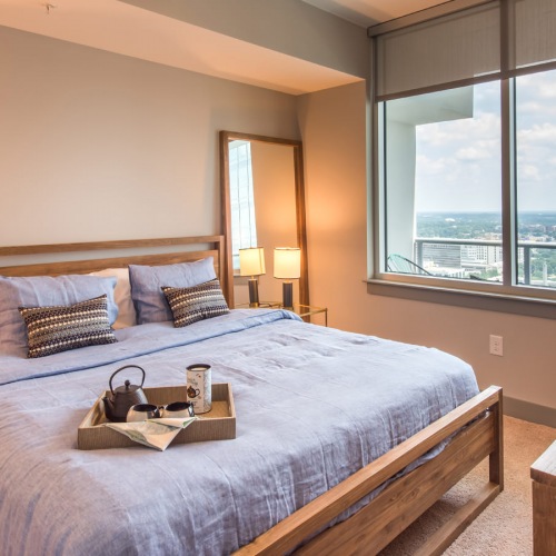 Bedroom with large windows