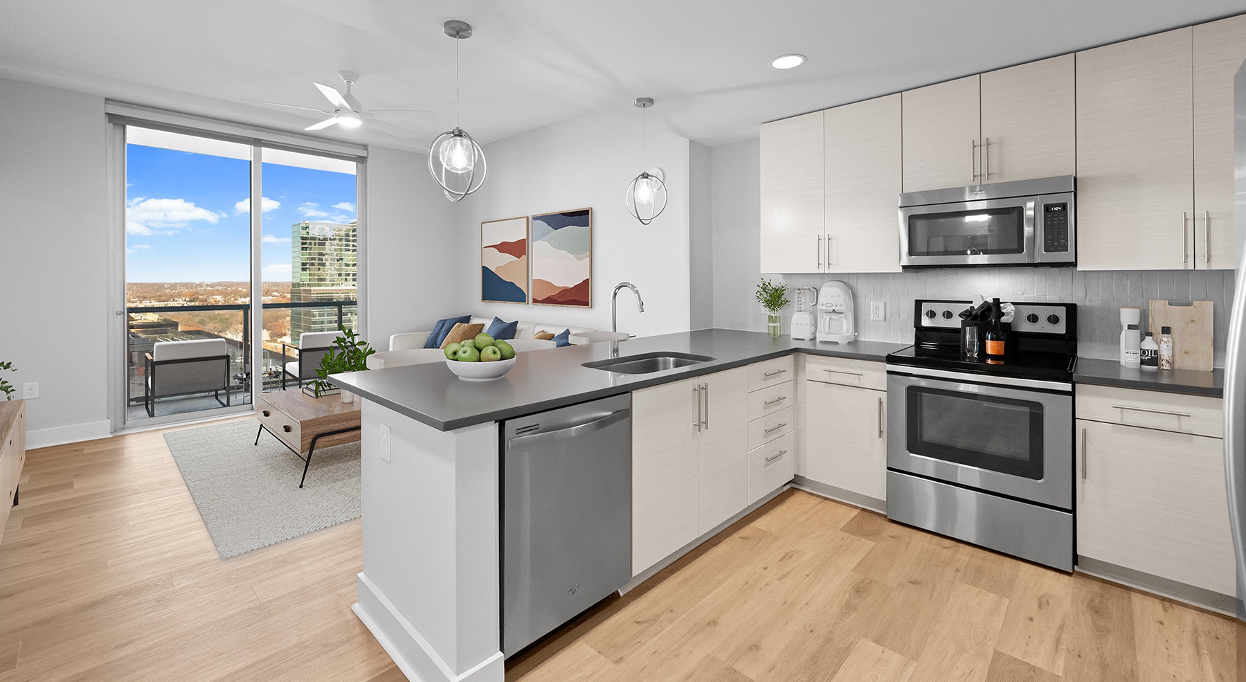 kitchen with white cabinets