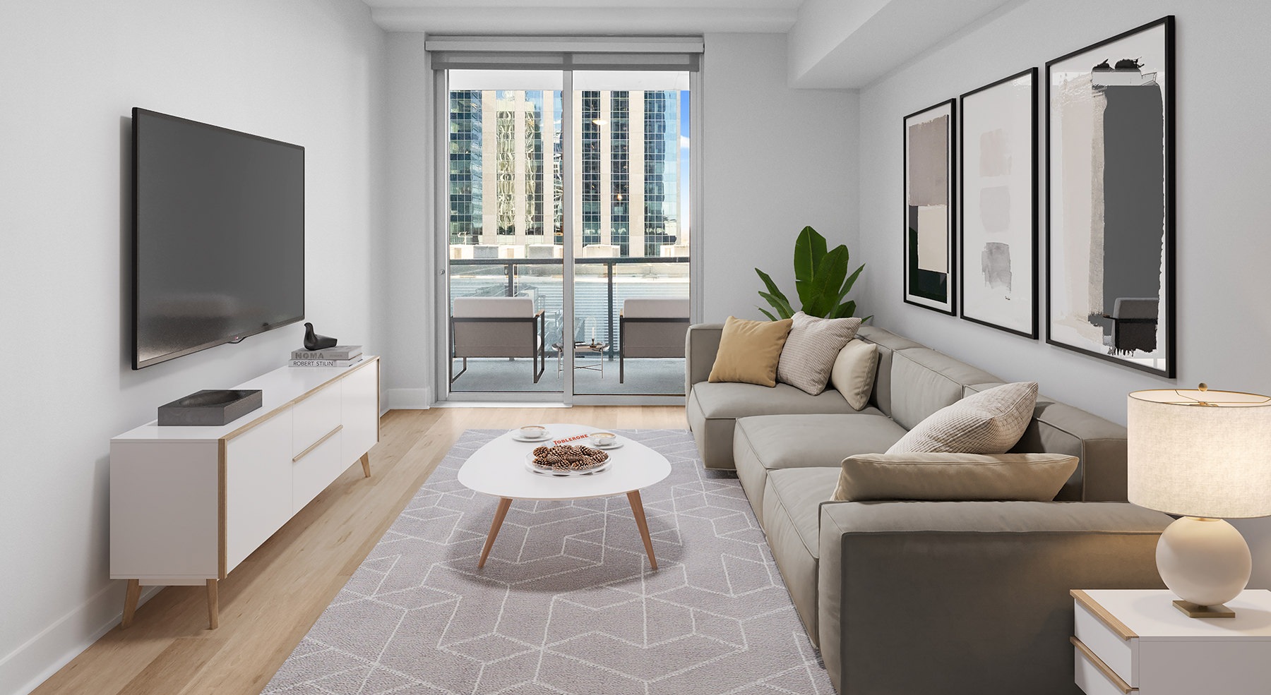 living room with couch and tv