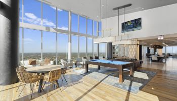 Rooftop lounge with salt water pool and game room